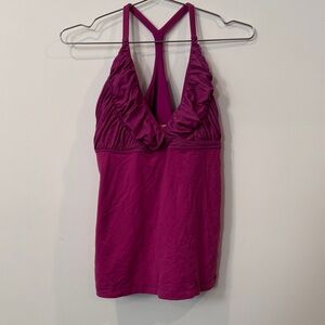 Vintage Lululemon Ruched Racerback Tank Top w/ Built-In Bra, Flared Hem, Y-Back